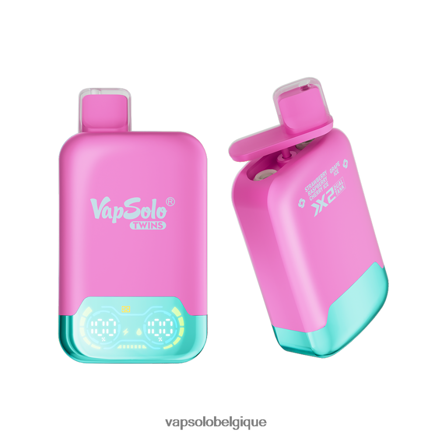 VapSolo Prix - VapSolo TWINS vape jetable Z6NF4433 glace fraise framboise cerise & glace raisin
